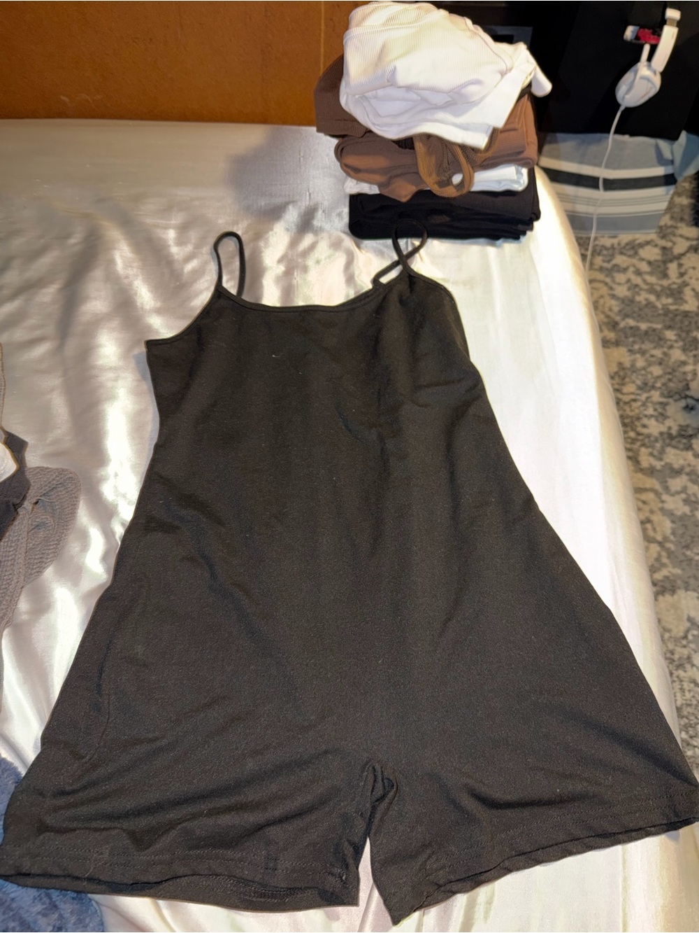 Black Strappy Sleep Romper - Unbranded